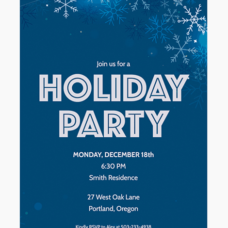 Winter Snowflakes Holiday Party Invite